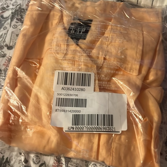 NWT GAP Peach 100% Linen Relaxed Boyfriend Button Down Shirt - Picture 7 of 7